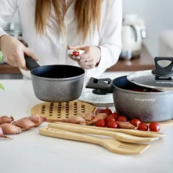 Garnek na indukcję z powłoką marmurową i pokrywką Konighoffer Grigio 2,4 l