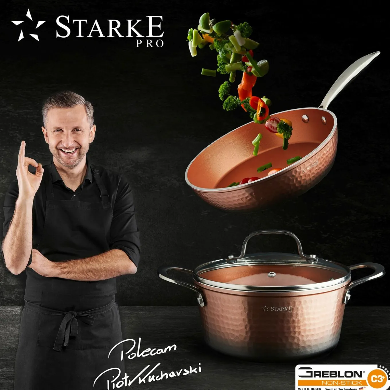 Garnek na indukcję z powłoką nieprzywierającą Starke Pro Glossy Copper 1,6 l