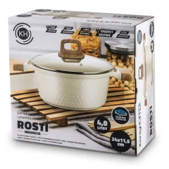 Garnek z powłoką ceramiczną na indukcję Konighoffer Rosti 24 cm 4,7 l kremowy