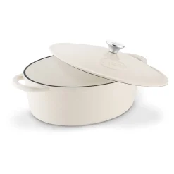 Gęsiarka żeliwna emaliowana Konighoffer 6,4 l 32,5 x 25 x 11,8 cm owalna kremowa