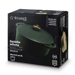 Gęsiarka żeliwna emaliowana Starke Pro 5 l 25 x 12 cm okrągła kremowa