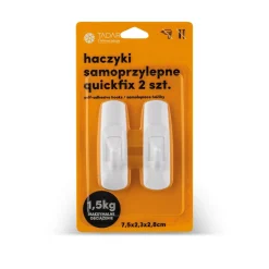 Haczyki samoprzylepne 2 sztuki białe Tadar Quickfix 7,5 x 2,3 x 2,8 cm