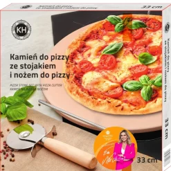 Kamień do pizzy ze stojakiem i radełkiem Konighoffer 33 cm