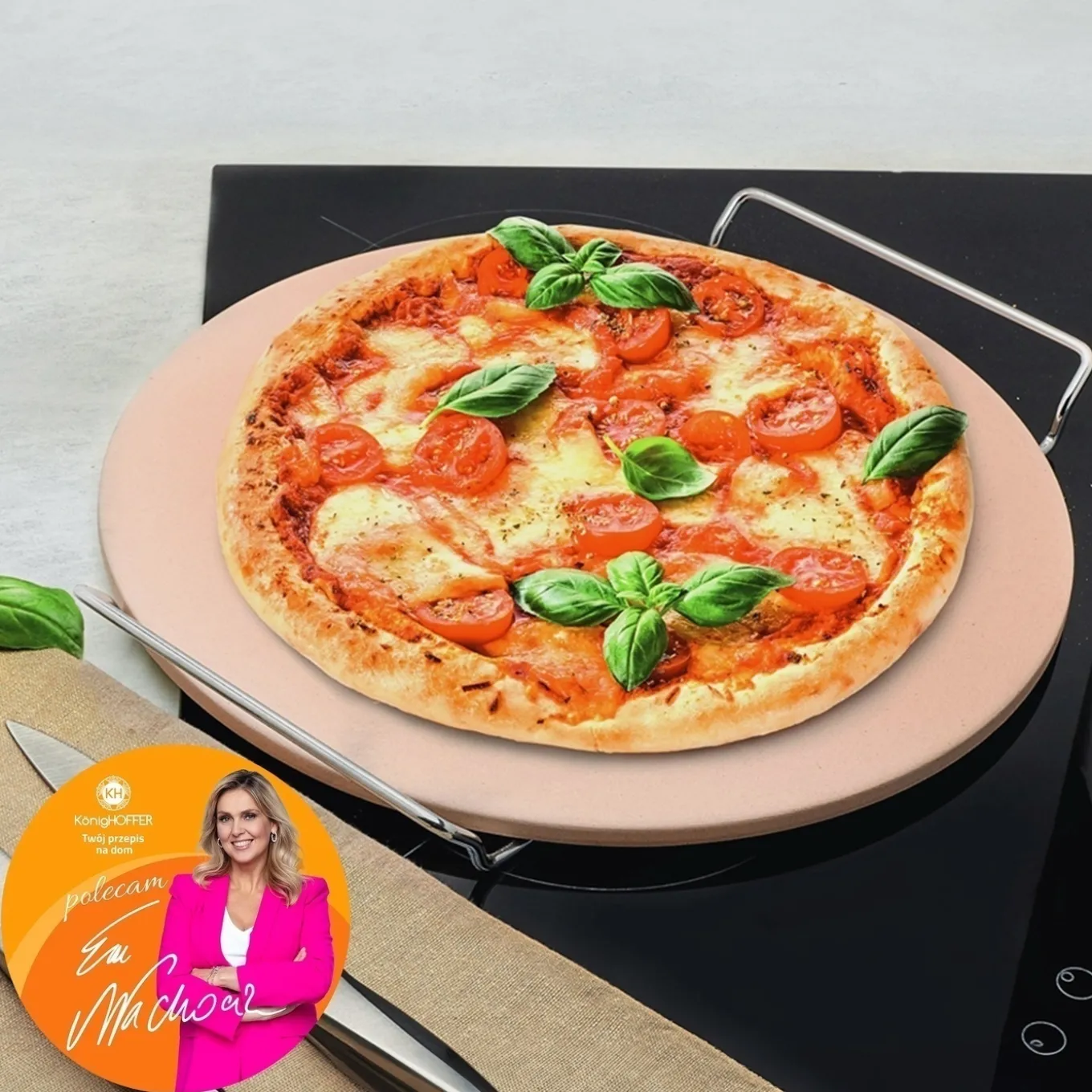 Kamień do pizzy ze stojakiem Konighoffer 33 cm