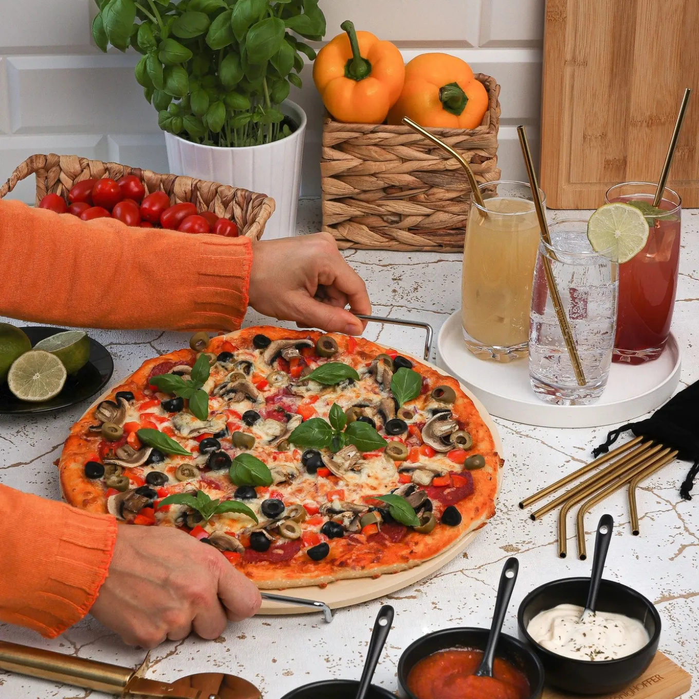 Kamień do pizzy ze stojakiem Konighoffer 33 cm