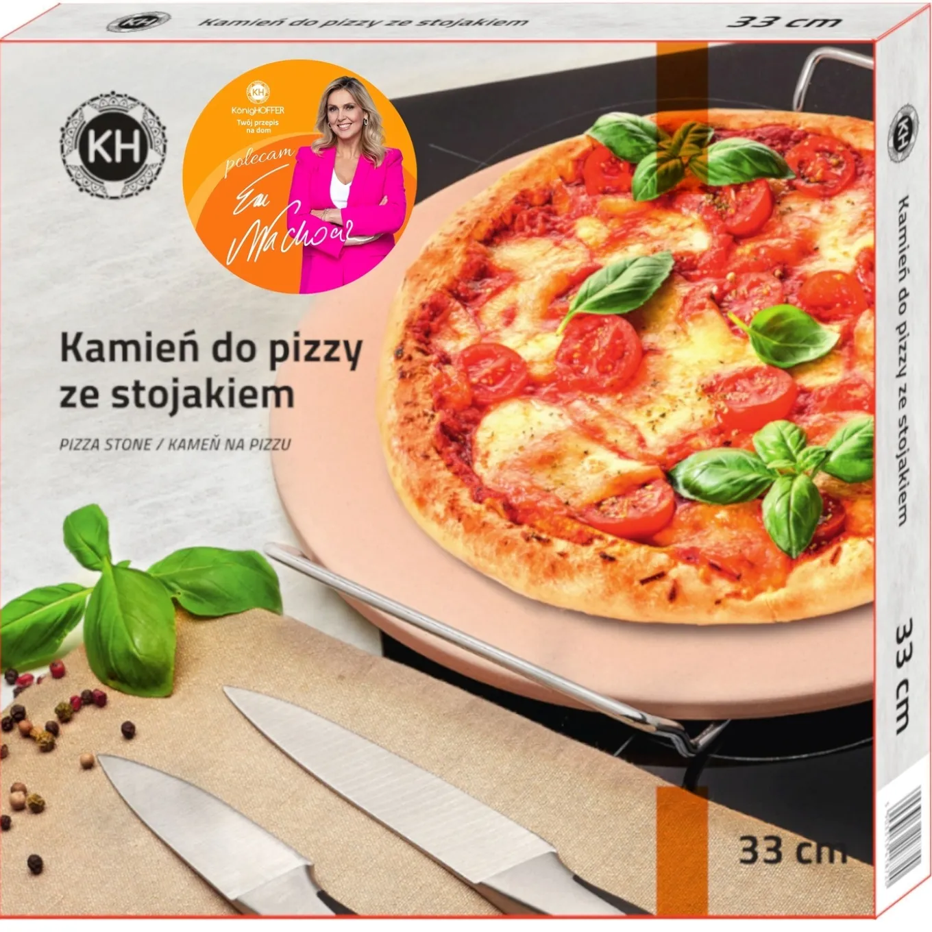Kamień do pizzy ze stojakiem Konighoffer 33 cm