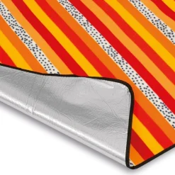 Koc piknikowy z izolacją polarowy Tadar Paski 150 x 200 cm prostokątny