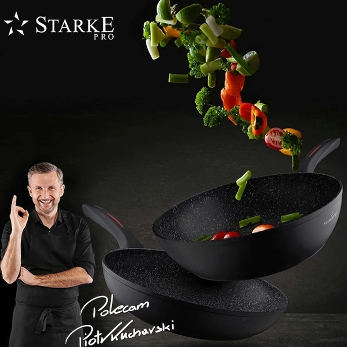 Komplet garnków i patelni z ceramiczną powłoką Starke Pro Piccante 11 elementów