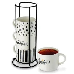 Komplet kubków na stojaku Tadar Decor 300 ml 4 sztuki