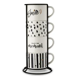 Komplet kubków na stojaku Tadar Decor 300 ml 4 sztuki
