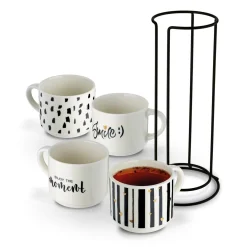 Komplet kubków na stojaku Tadar Decor 300 ml 4 sztuki