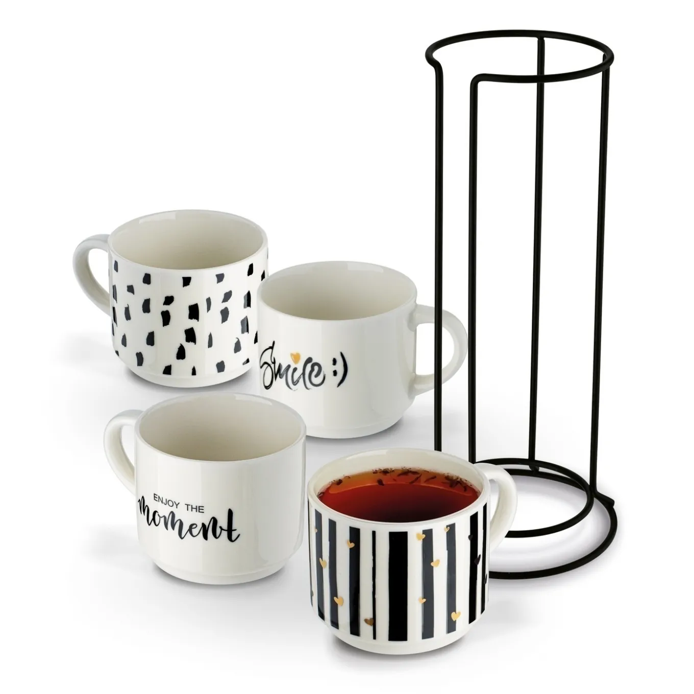 Komplet kubków na stojaku Tadar Decor 300 ml 4 sztuki