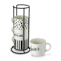 Komplet kubków na stojaku Tadar Decor 300 ml 4 sztuki