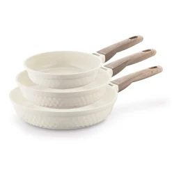 Komplet 3 patelni ceramicznych Konighoffer Rosti 20 24 28 cm kremowe