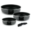 Komplet patelni głębokich z odpinaną rączką Konighoffer Spinel Black 20 / 24 / 28 cm indukcja