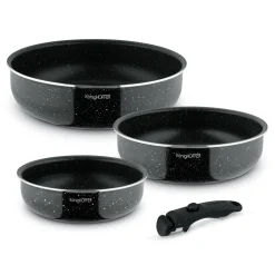 Komplet patelni głębokich z odpinaną rączką Konighoffer Spinel Black 20 / 24 / 28 cm indukcja
