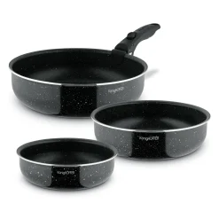 Komplet patelni głębokich z odpinaną rączką Konighoffer Spinel Black 20 / 24 / 28 cm indukcja