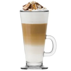 Komplet sześciu szklanek Tadar Caffe Latte 250 ml i 6 łyżeczek koktajlowych