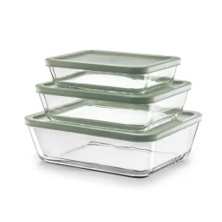 Komplet 3 szklanych borokrzemowych pojemników na żywność Konighoffer Auro 750 ml 1400 ml 2400 ml