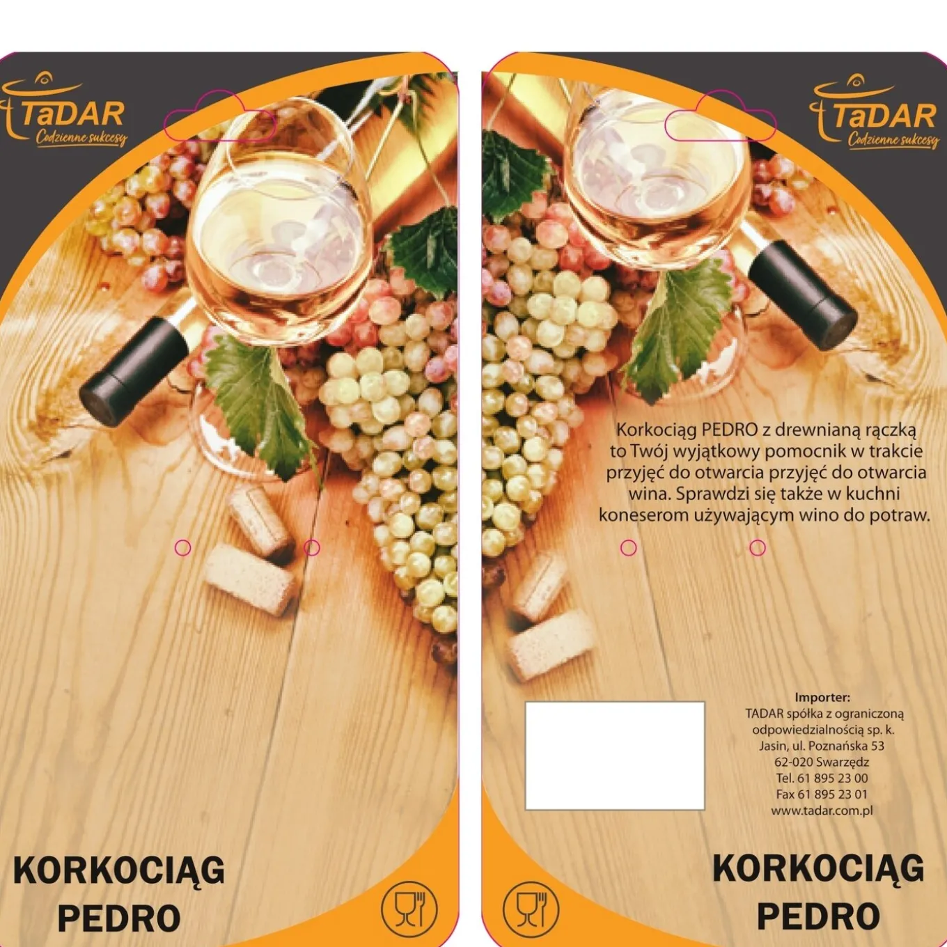 Korkociąg do wina Tadar Pedro z drewnianą rączką