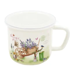 Kubek emaliowany retro z pokrywką Tadar Garden 1,0 l