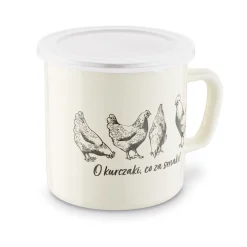 Kubek emaliowany retro z pokrywką Tadar O Kurczaki 1000 ml