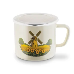 Kubek emaliowany retro z pokrywką Tadar Młyn 1,4 l