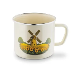 Kubek emaliowany retro z pokrywką Tadar Młyn 1,4 l