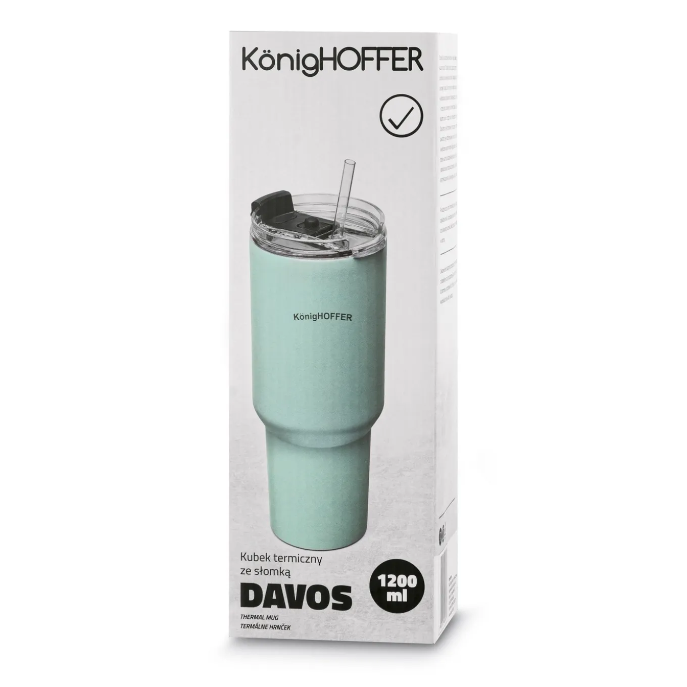 Kubek termiczny ze słomką Konighoffer Davos 1200 ml zielony