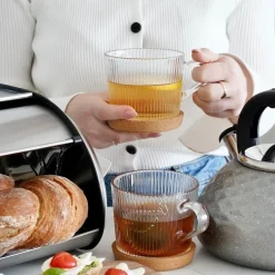 Kubki szklane Tadar Sue 400 ml 6 sztuk i 6 podkładek korkowych