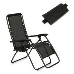 Leżaki ogrodowe plażowe grawitacyjne Tadar 66 x 160 cm czarne 2 sztuki