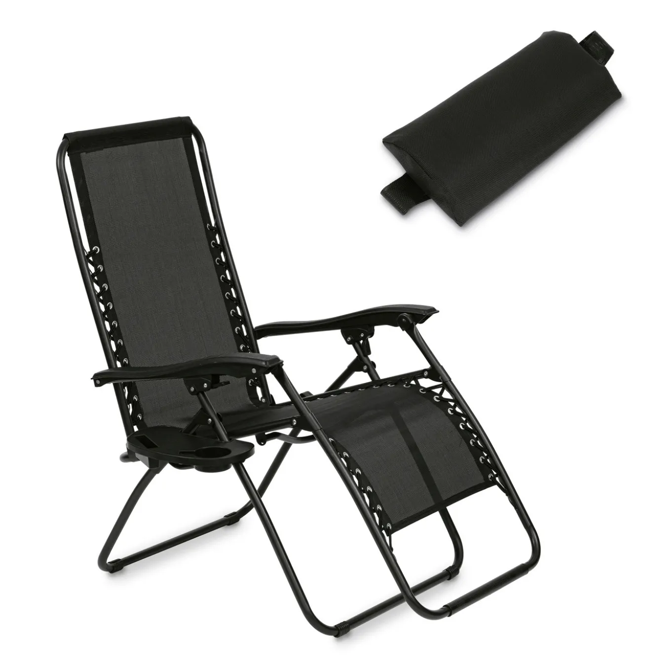 Leżaki ogrodowe plażowe grawitacyjne Tadar 66 x 160 cm czarne 2 sztuki