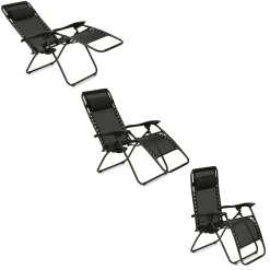 Leżaki ogrodowe plażowe grawitacyjne Tadar 66 x 160 cm czarne 2 sztuki