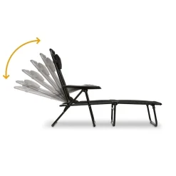 Leżanka leżak ogrodowy plażowy Tadar 6 pozycji 63 x 182 x 55 cm czarny