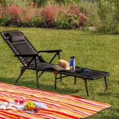Leżanka leżak ogrodowy plażowy Tadar 6 pozycji 63 x 182 x 55 cm czarny