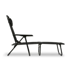 Leżanka leżak ogrodowy plażowy Tadar 6 pozycji 63 x 182 x 55 cm czarny