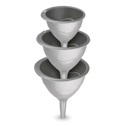 Lejki plastikowe Hega 16 cm 13 cm 11 cm srebrne