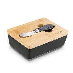 Maselniczka porcelanowa NBC z pokrywką i nożykiem Konighoffer 15,8 x 11 x 6 cm czarna