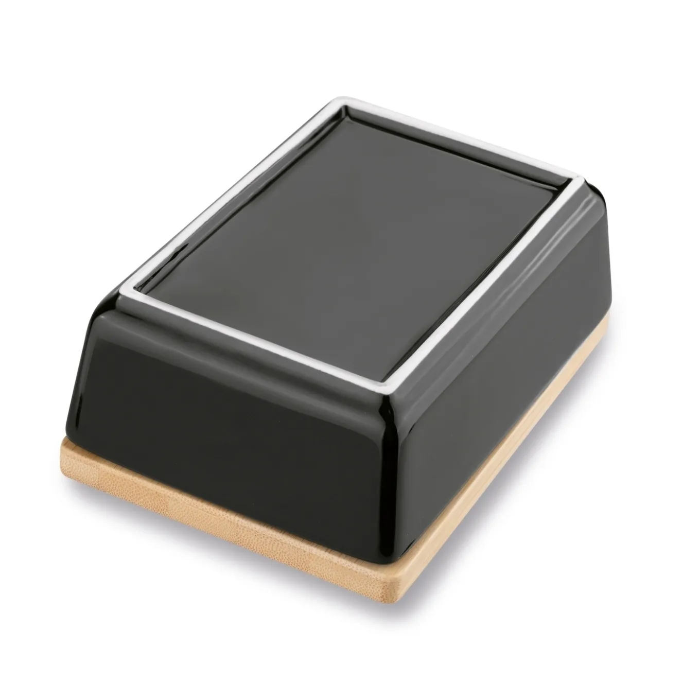 Maselniczka porcelanowa NBC z pokrywką i nożykiem Konighoffer 15,8 x 11 x 6 cm czarna