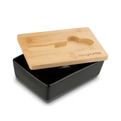 Maselniczka porcelanowa NBC z pokrywką i nożykiem Konighoffer 15,8 x 11 x 6 cm czarna