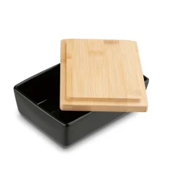 Maselniczka porcelanowa NBC z pokrywką i nożykiem Konighoffer 15,8 x 11 x 6 cm czarna