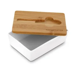 Maselniczka porcelanowa NBC z pokrywką i nożykiem Konighoffer 15,8 x 11 x 6 cm biała