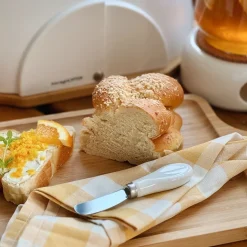 Maselniczka porcelanowa NBC z pokrywką i nożykiem Konighoffer 15,8 x 11 x 6 cm biała
