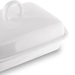 Maselniczka porcelanowa z pokrywką Tadar Ceramic 16,5 x 12 cm biała