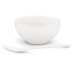 Miseczki do dipów NBC na desce bambusowej z łyżeczkami Konighoffer 3 x 150 ml biały połysk