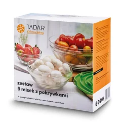 Miski szklane z pokrywkami Tadar 9 cm 10,5 cm 12,5 cm 14 cm 17 cm niebieskie