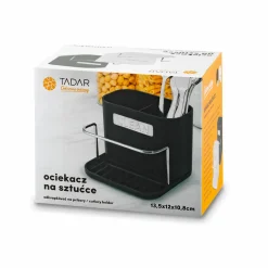 Ociekacz na sztućce z podstawką Tadar Clean 13,5 x 12 x 10,8 cm czarny
