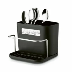 Ociekacz na sztućce z podstawką Tadar Clean 13,5 x 12 x 10,8 cm czarny