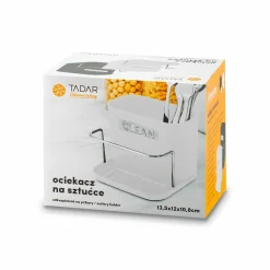Ociekacz na sztućce z podstawką Tadar Clean 13,5 x 12 x 10,8 cm biały