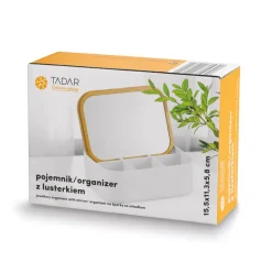 Organizer na biżuterię z lusterkiem i pokrywką bambusową Tadar 6 przegródek